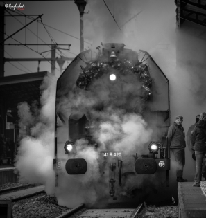 noir photo de vichy de noel du train a vapeur avec le pere noel 03200 vichy , Cusset, 